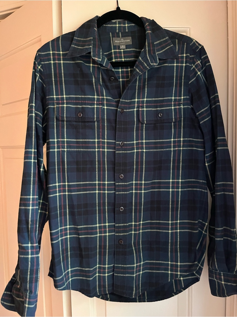 LLBean Signature Blue Green Plaid Button-Down Shirt
